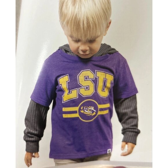 NEW Louisiana LSU Tigers The Yard Purple Hooded LS Shirt Toddler Boys 3T - Picture 2 of 5